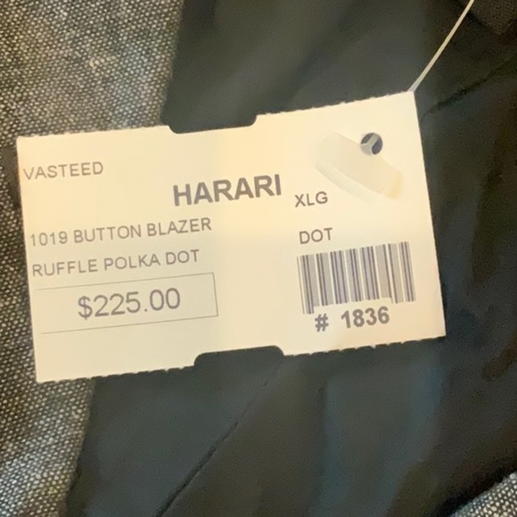 Vasteed Ruffle Edge Polka Dot Button lapel Jacket Blazer NWT size XL - Picture 3 of 12